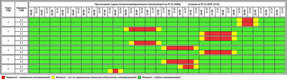 Графік відключення світла в Тернополі та області на 7 і 8 листопада (ОНОВЛЕНЕ)