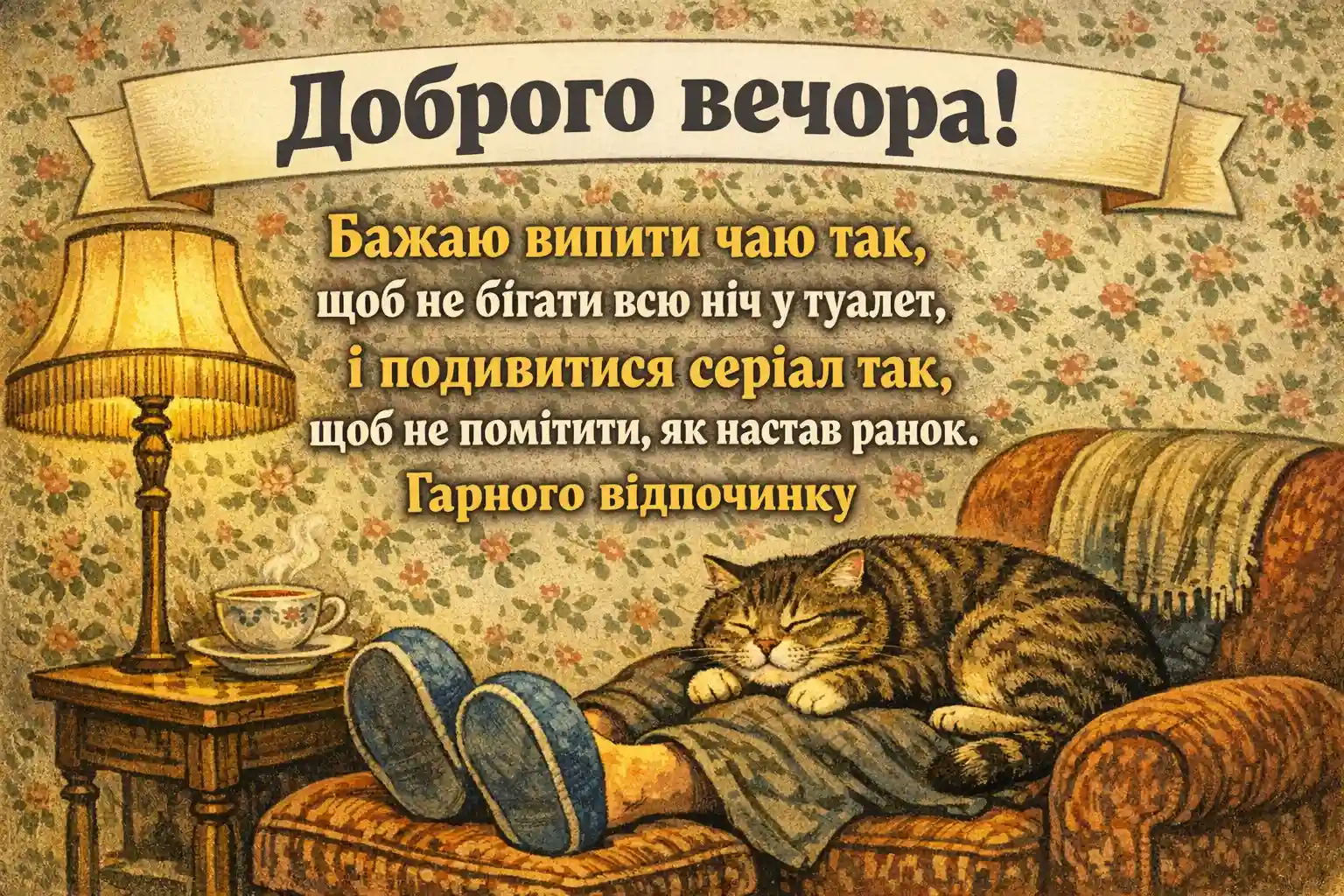 Доброго вечора і тихої ночі: душевні побажання та красиві листівки для затишку