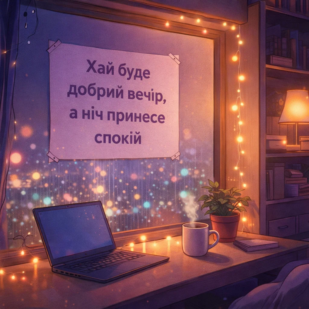 Доброго вечора і тихої ночі: душевні побажання та красиві листівки для затишку
