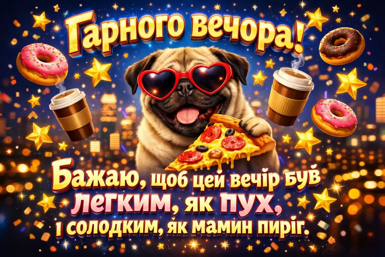 Гарного вечора: приколи та найтепліші побажання доброго вечора у картинках