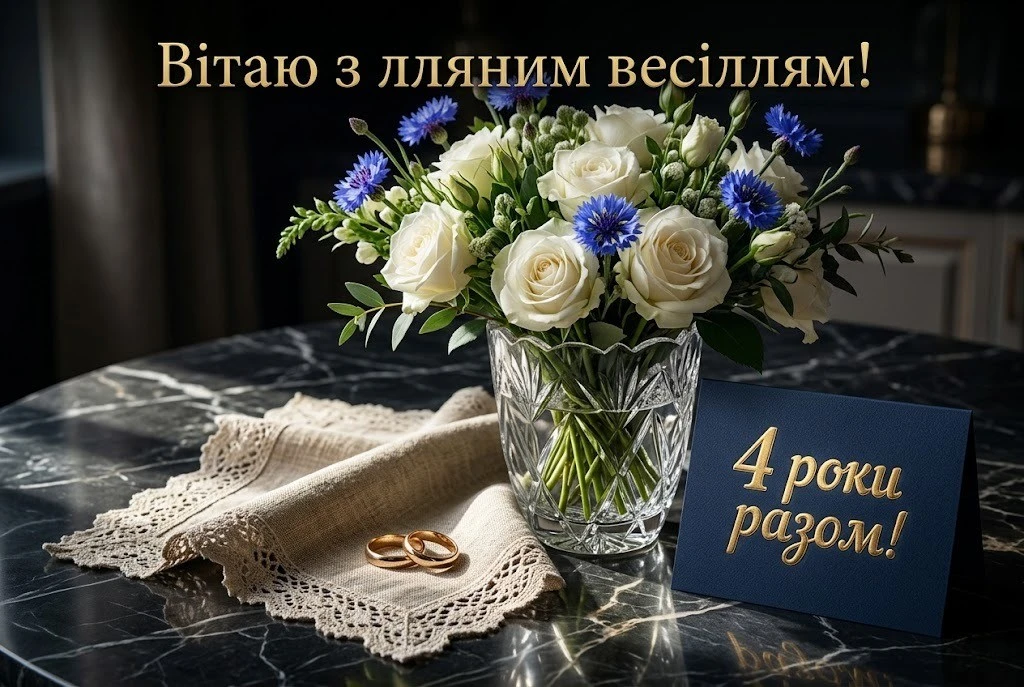 Привітання на 4 роки весілля: найкращі побажання у віршах та прозі