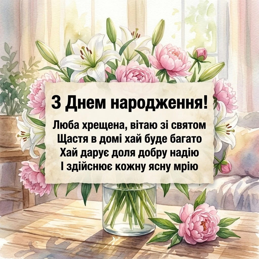 З днем народження, люба хрещена! Найтепліші слова від похресників