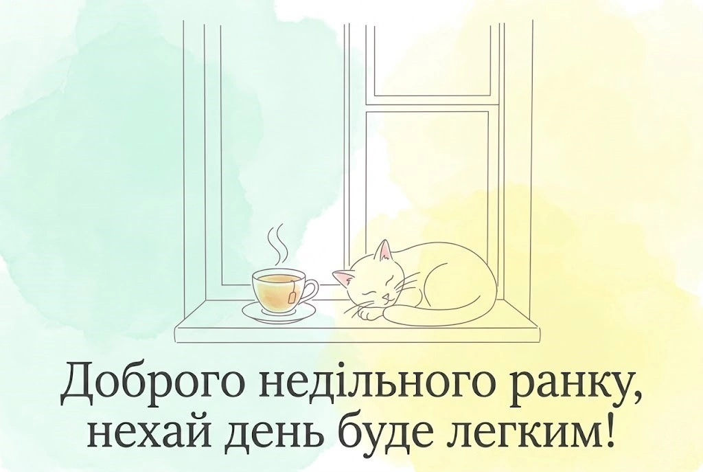 Доброго недільного ранку: душевна добірка листівок та картинок для затишного відпочинку