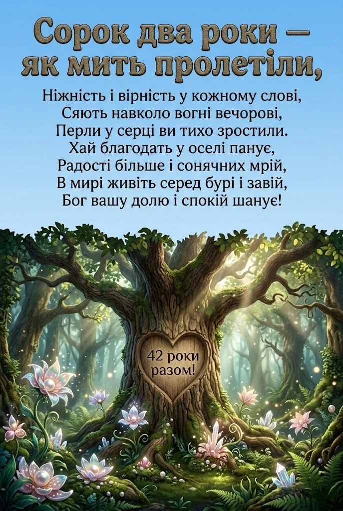 Перламутровий ювілей: вітання з 42-ю річницею для чудової пари