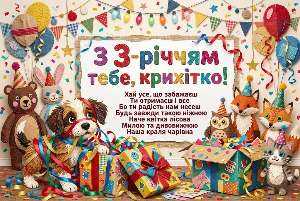 Свято маленької леді: привітання з днем народження на 3 роки для дівчинки