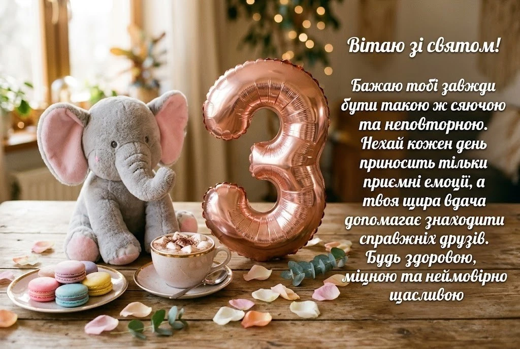 Свято маленької леді: привітання з днем народження на 3 роки для дівчинки