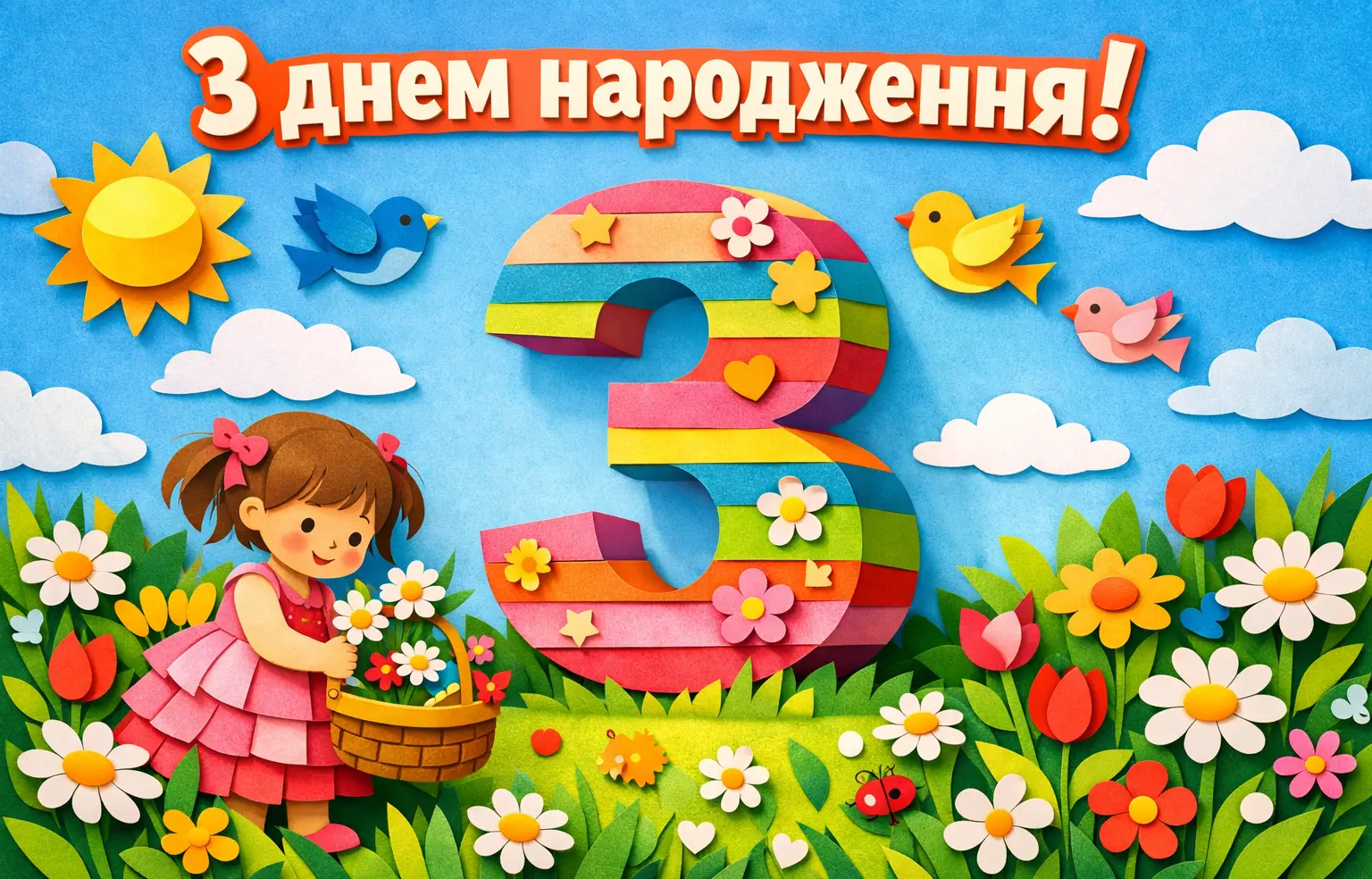 Свято маленької леді: привітання з днем народження на 3 роки для дівчинки