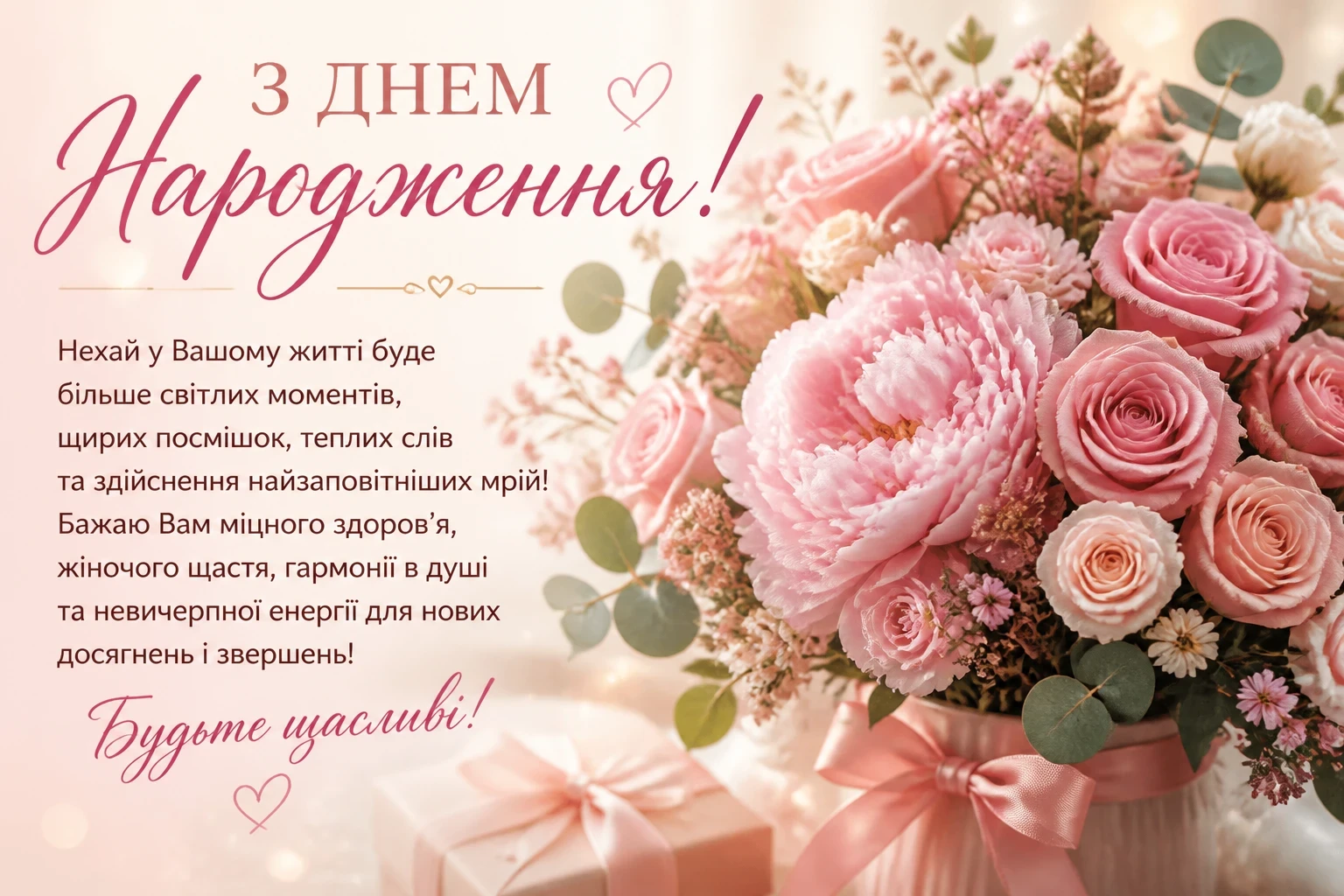 Красиві привітання з днем народження на картинки для жінки