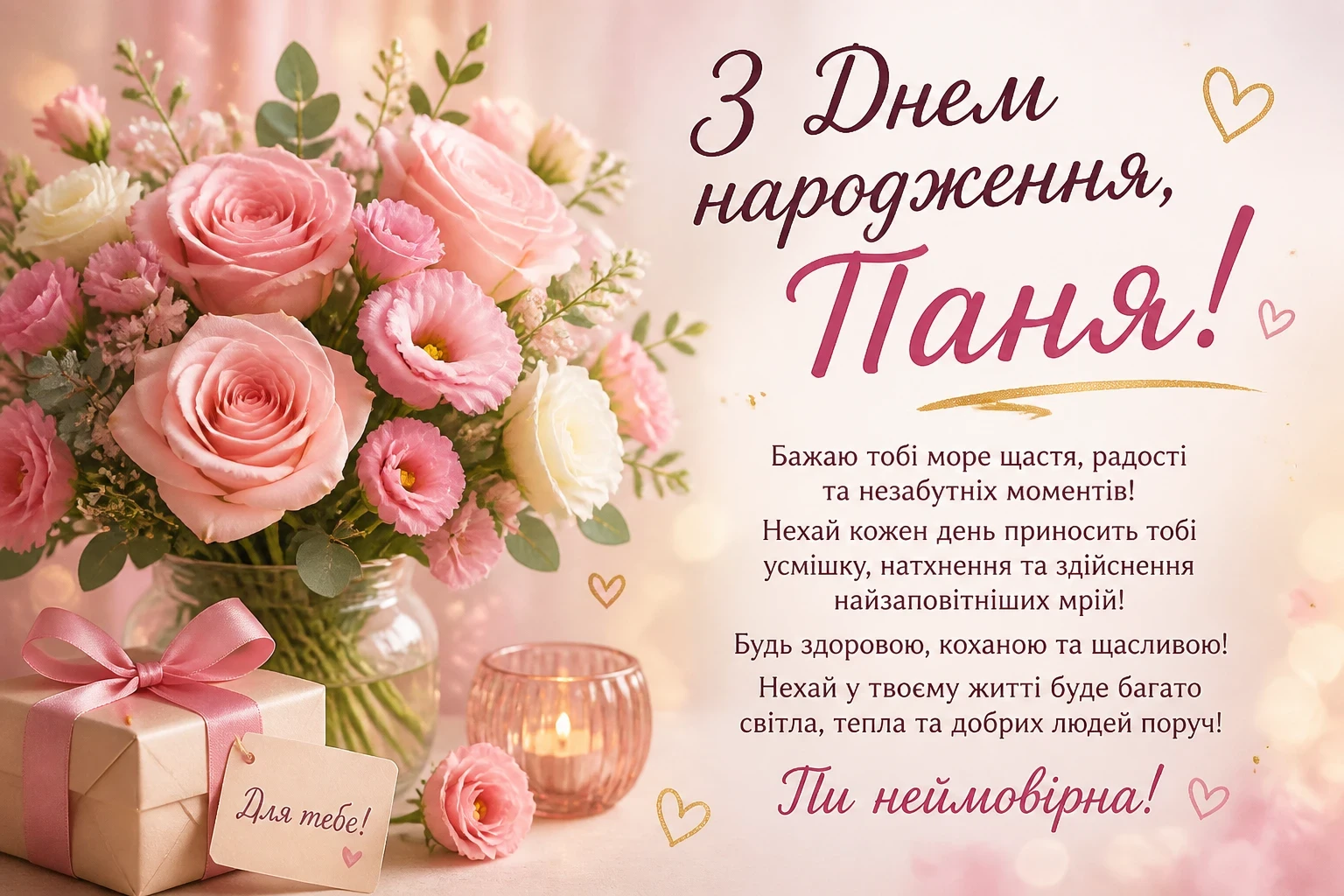 Привітання з днем народження для Тані