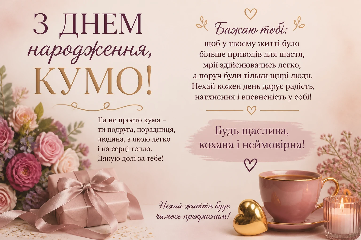 Оригінальні привітання з днем народження кумі