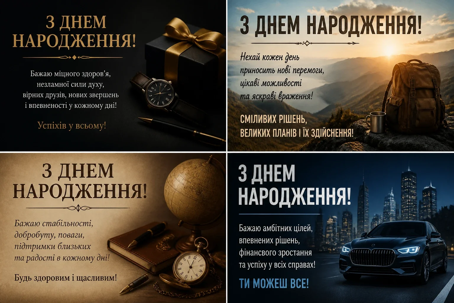 Вітальні листівки з днем народження для чоловіків