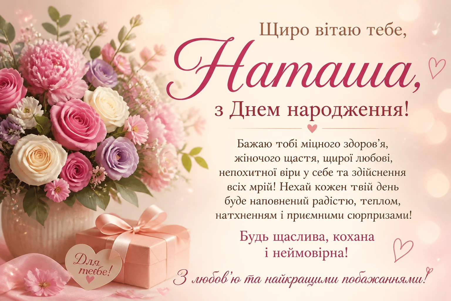 Привітання з днем народження для Наташі