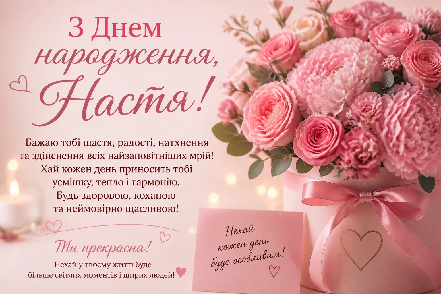 Привітання з днем народження для Насті