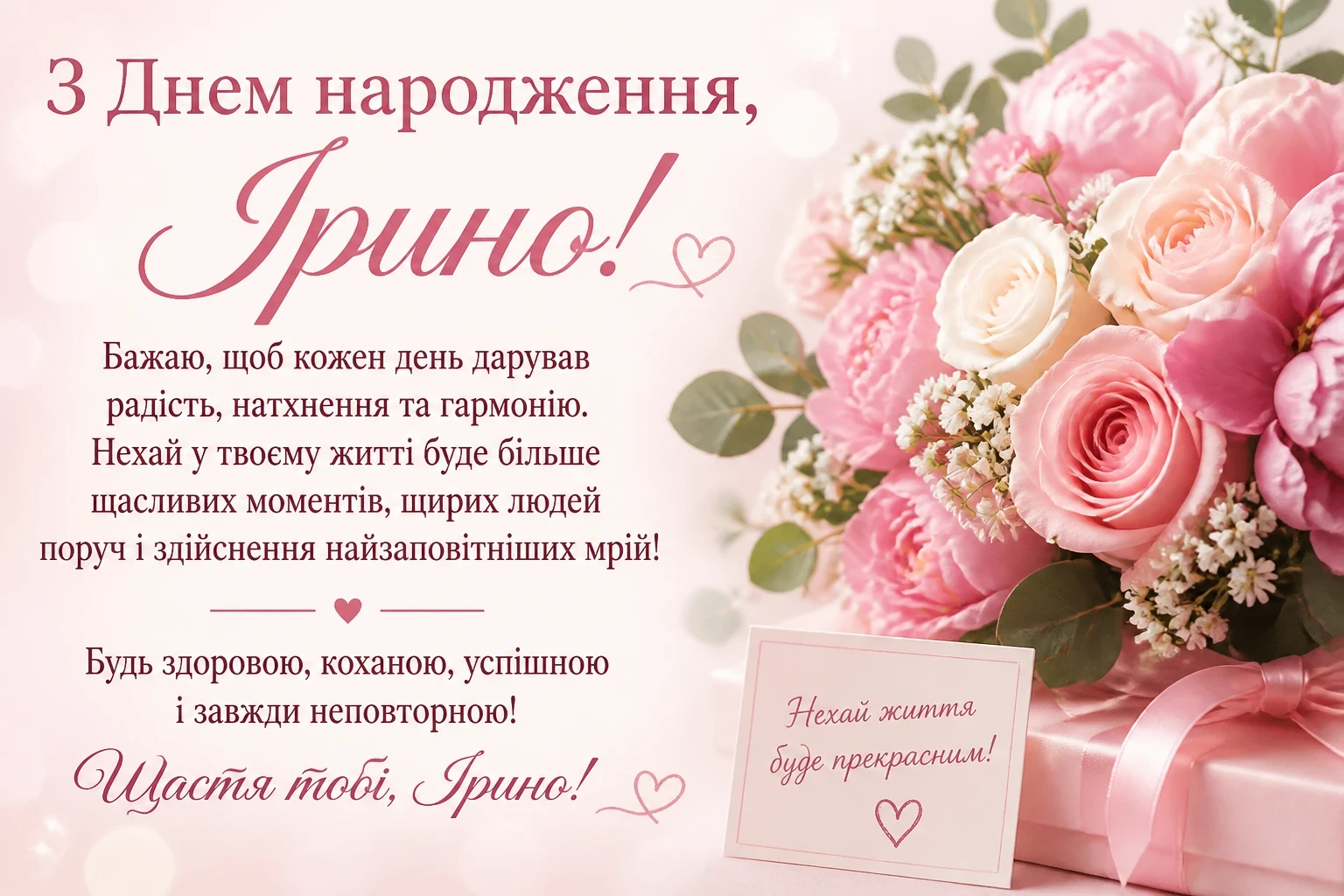 Привітання з днем народження для Ірини