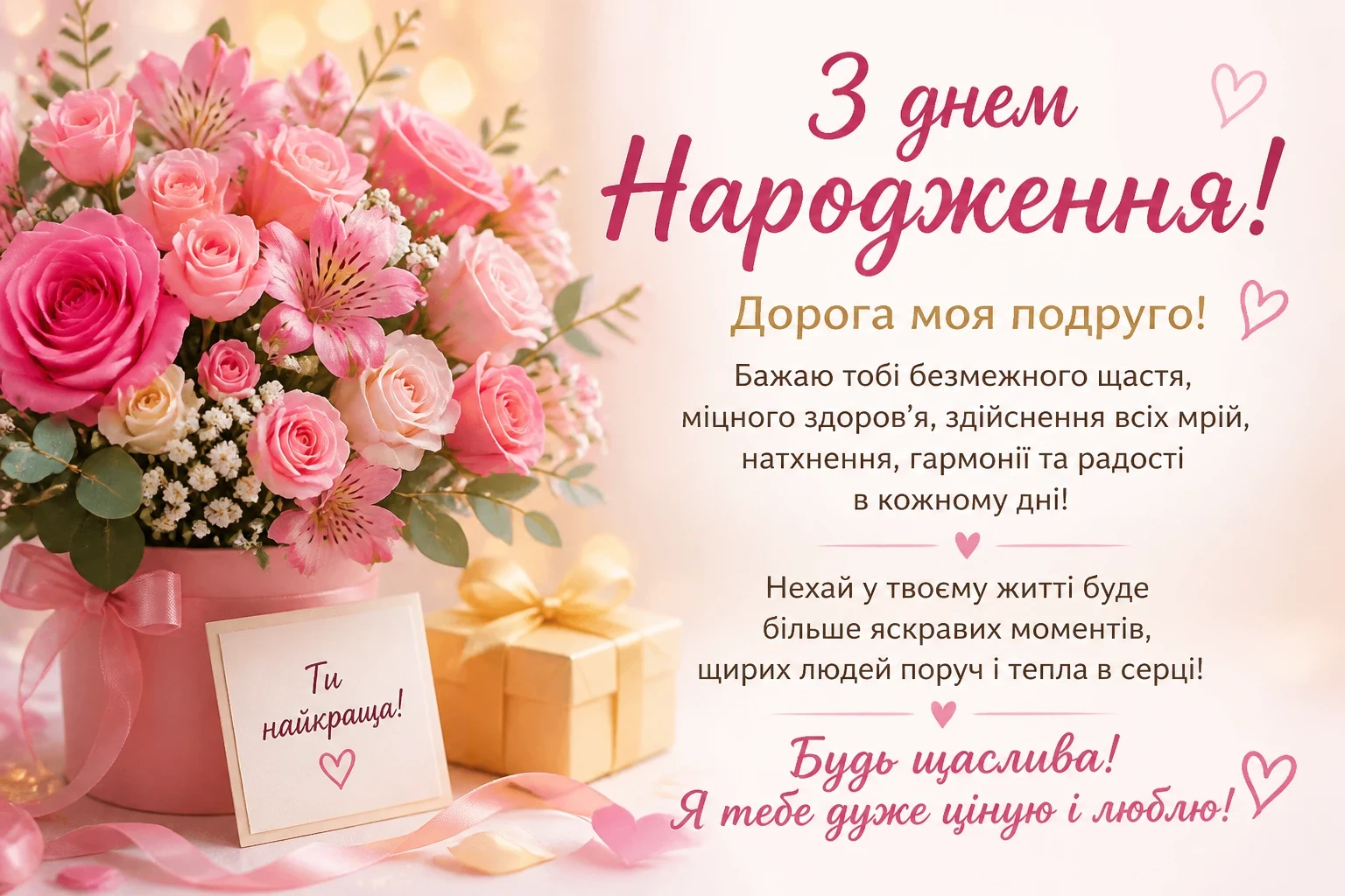 Позитивні привітання з днем народження подрузі