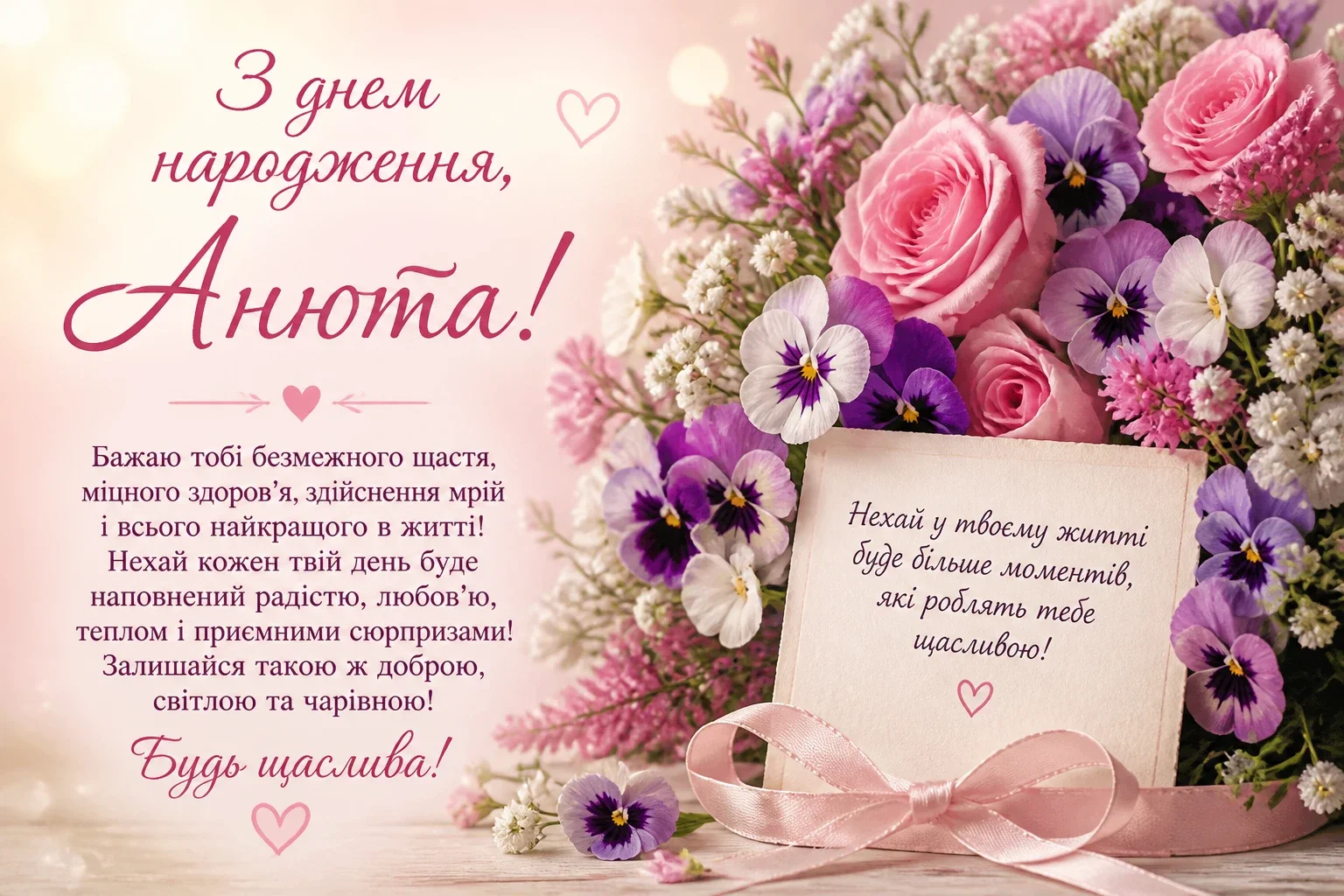 Привітання з днем народження для Анюти