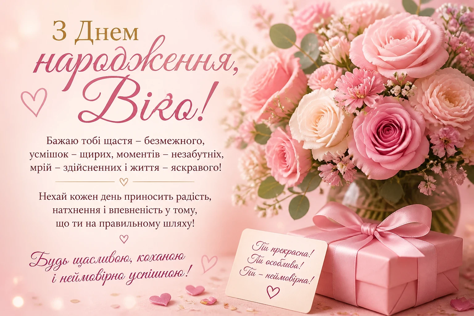 Привітання з днем народження для Віки