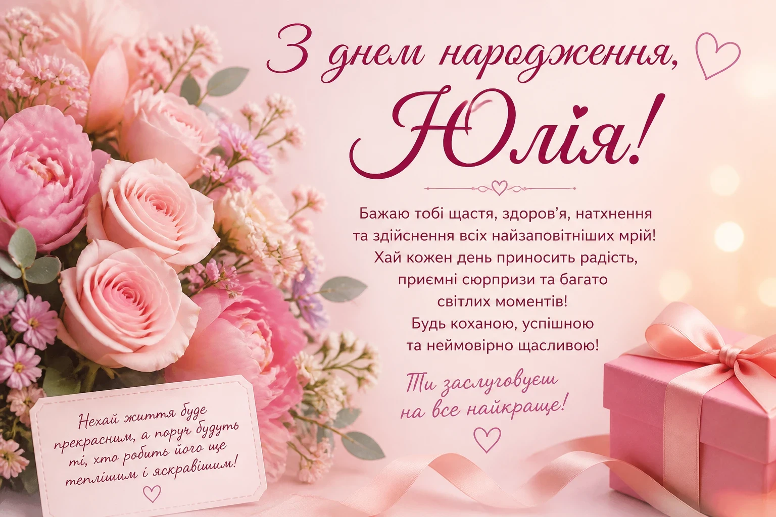 Привітання з днем народження для Юлії