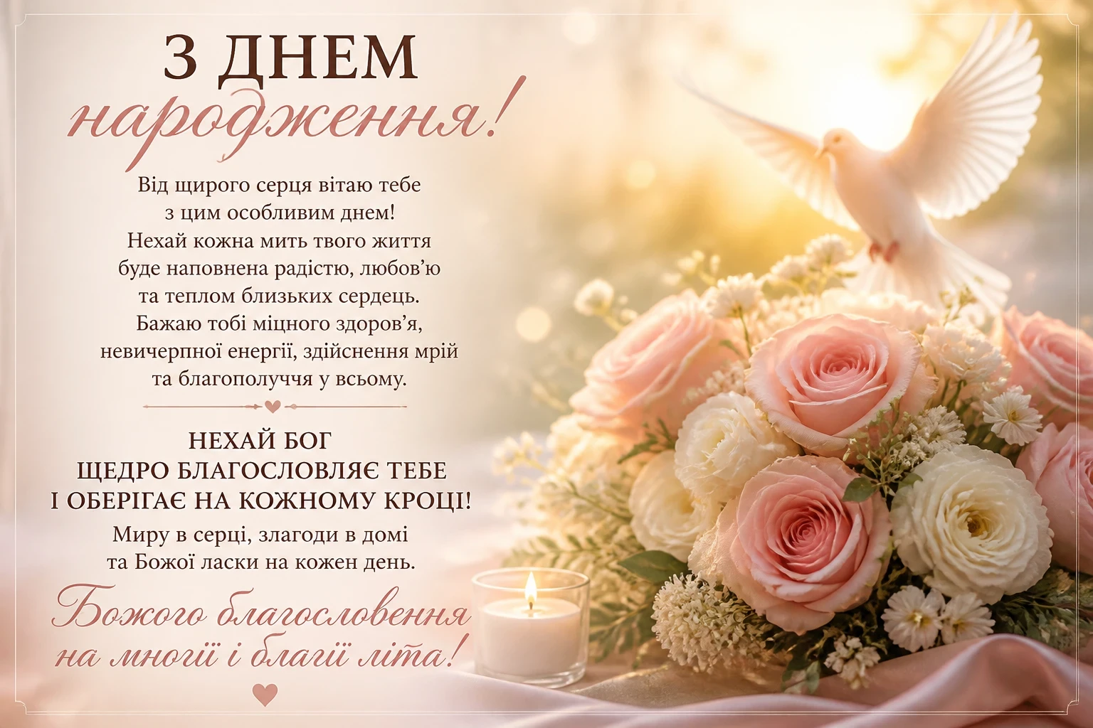 Зворушливе привітання з днем народження та божого благословення