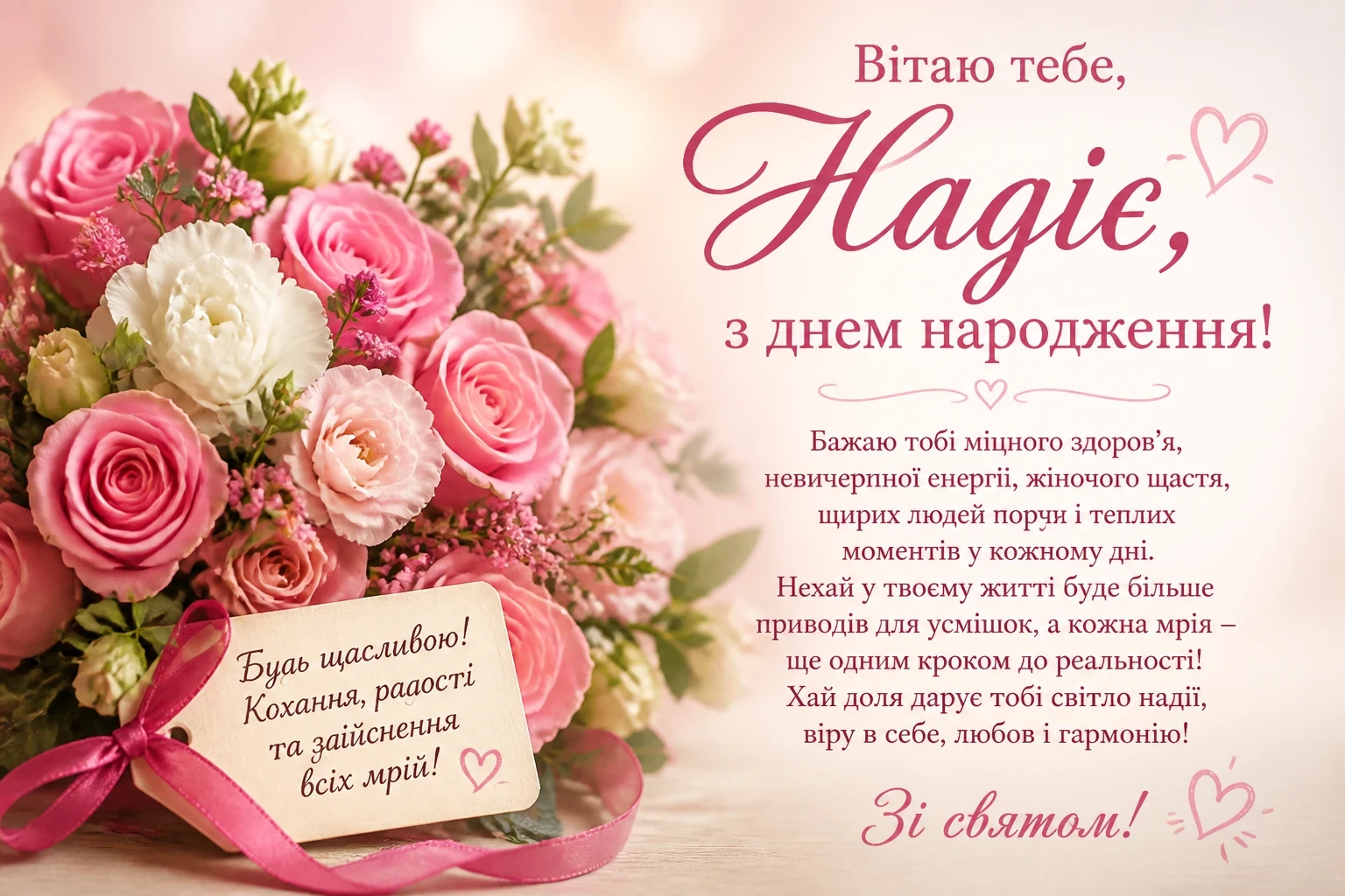 Привітання з днем народження для Надії