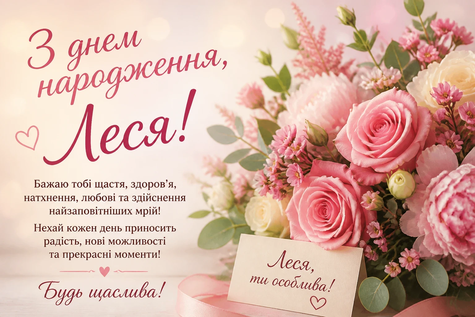 Привітання з днем народження для Лесі