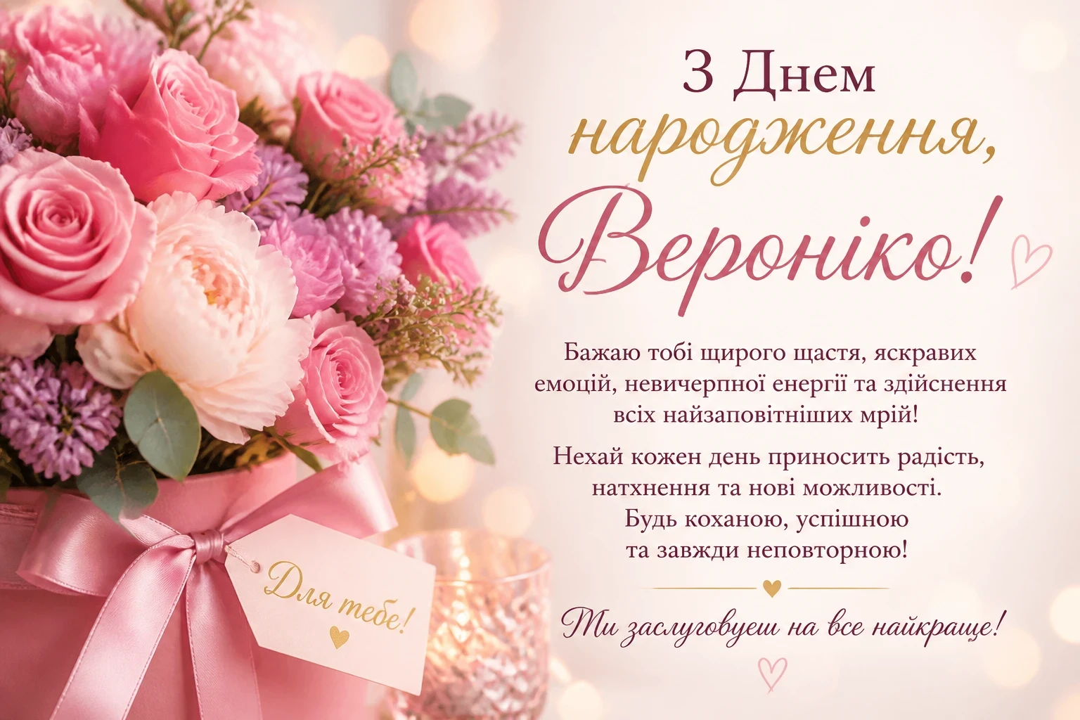 Привітання з днем народження для Вероніки