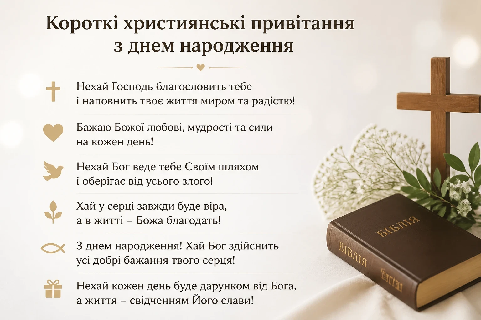 Короткі християнські привітання з днем народження